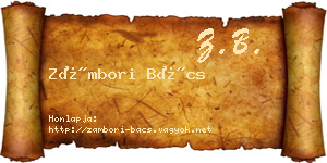 Zámbori Bács névjegykártya